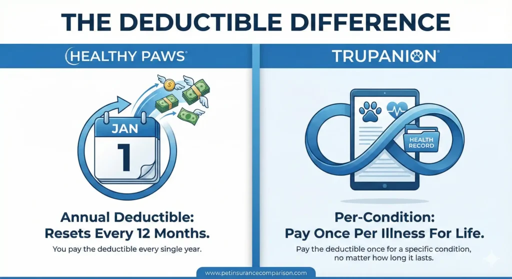 A clean comparison graphic titled 'The Deductible Difference