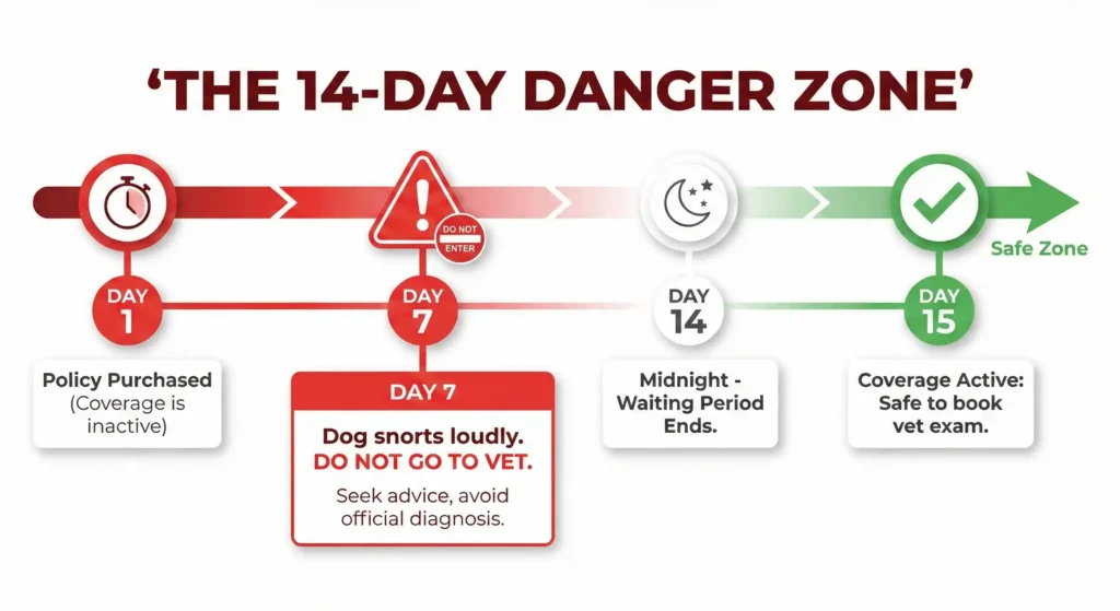 A clean timeline graphic titled 'The 14-Day Danger Zone