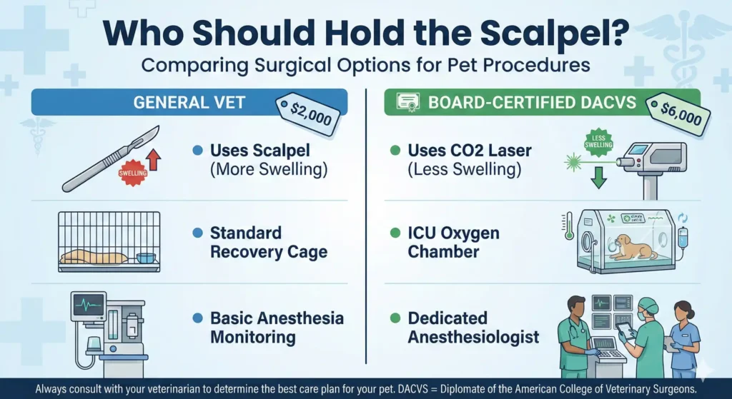A comparison graphic titled 'Who Should Hold the Scalpel