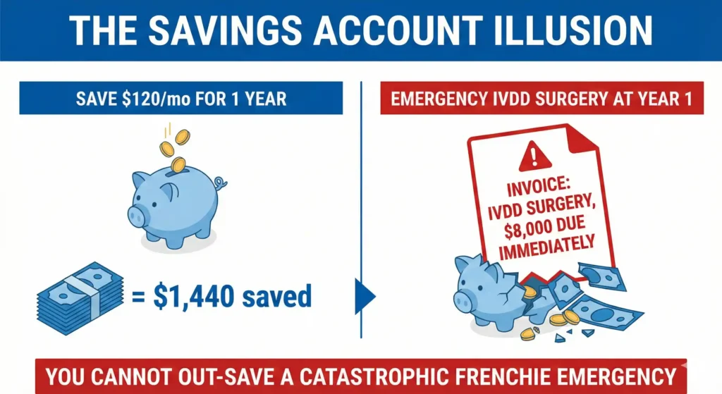 A financial comparison graphic titled 'The Savings Account Illusion