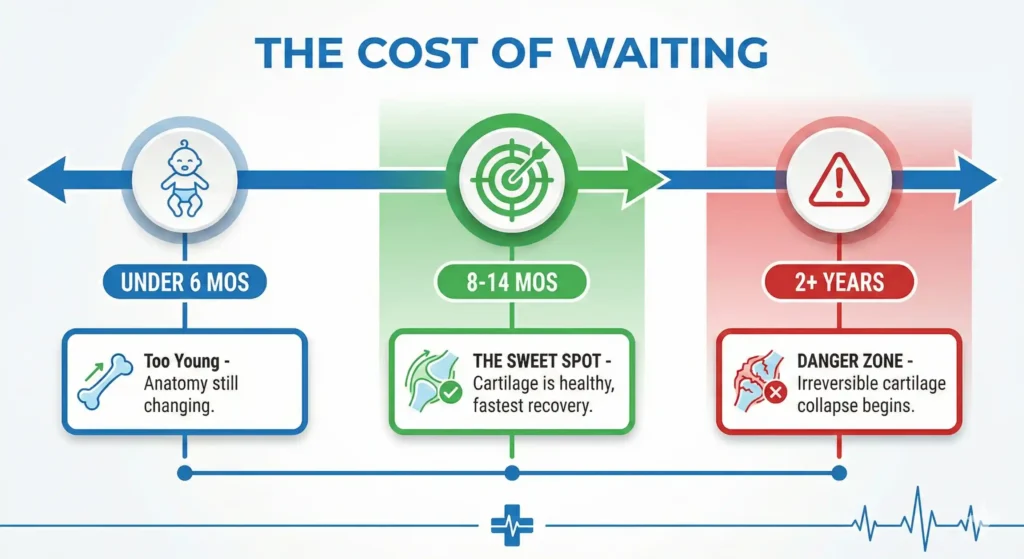 A horizontal timeline graphic titled 'The Cost of Waiting
