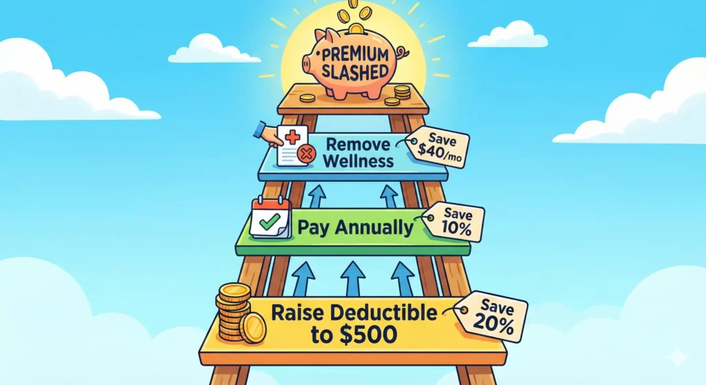 An illustration showing a ladder of savings
