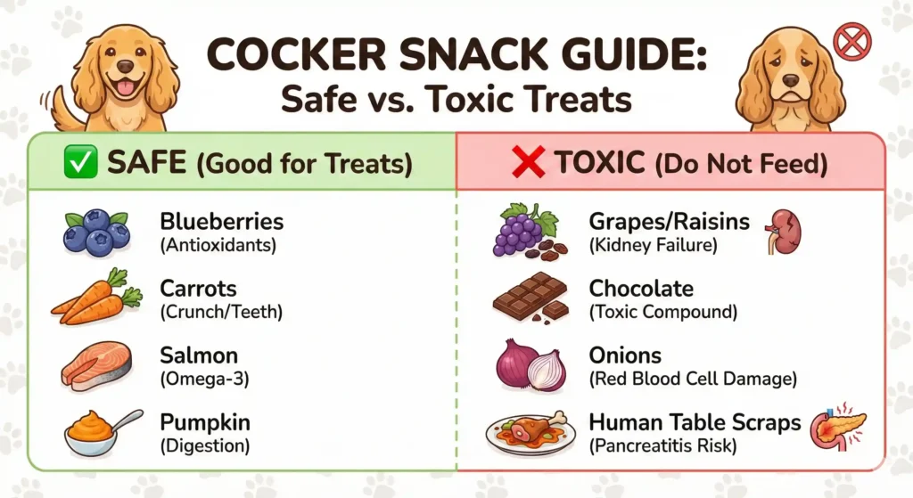 A 'Safe vs. Toxic' food chart specific for Spaniels