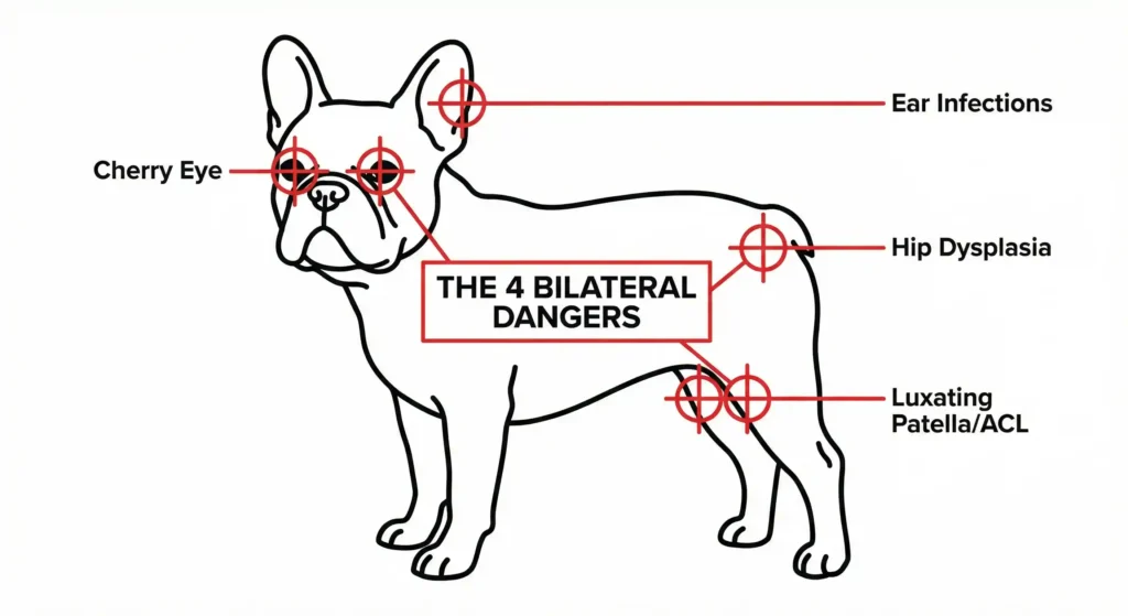 A clean, medical-style vector illustration of a French Bulldog's outline